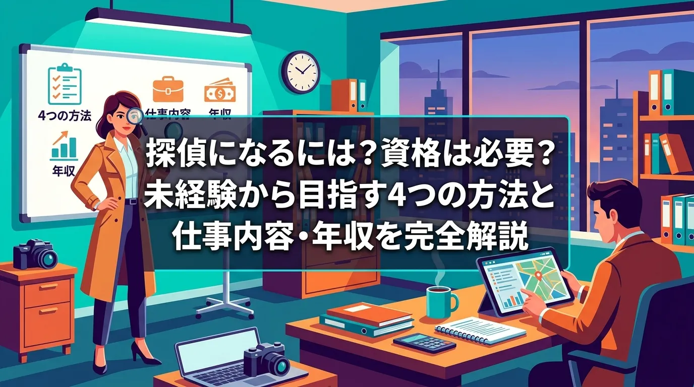 探偵になるには？資格は必要？未経験から目指す4つの方法と仕事内容・年収を完全解説