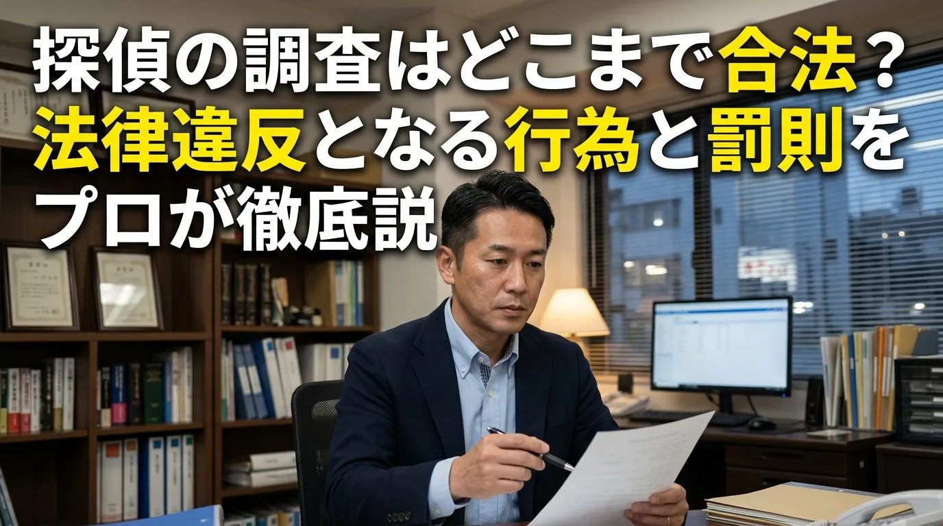 探偵の調査はどこまで合法？法律違反となる行為と罰則をプロが徹底解説
