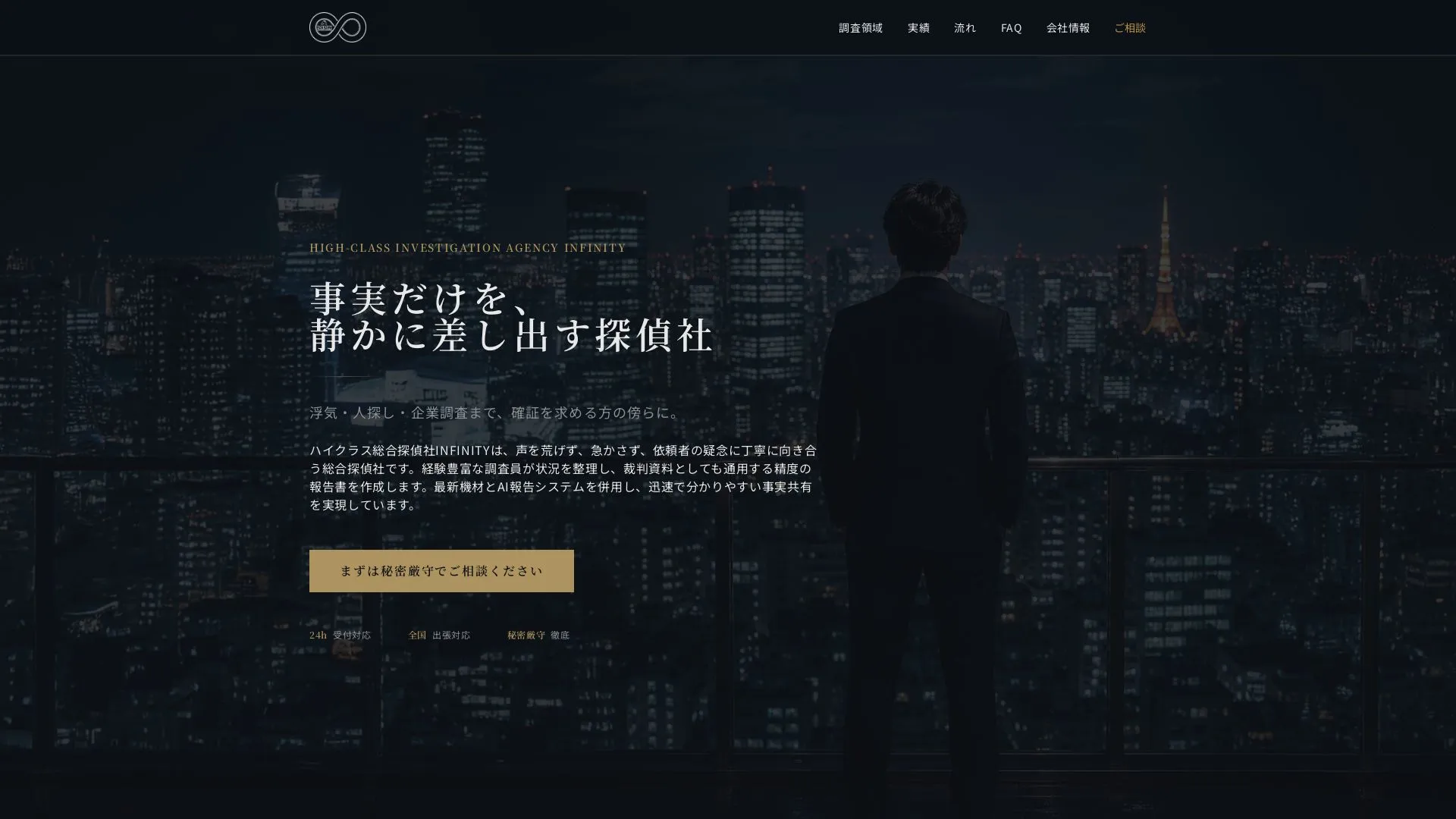 ハイクラス総合探偵社 INFINITYのメイン画像（2026年9月3日時点の公式サイトの画面）