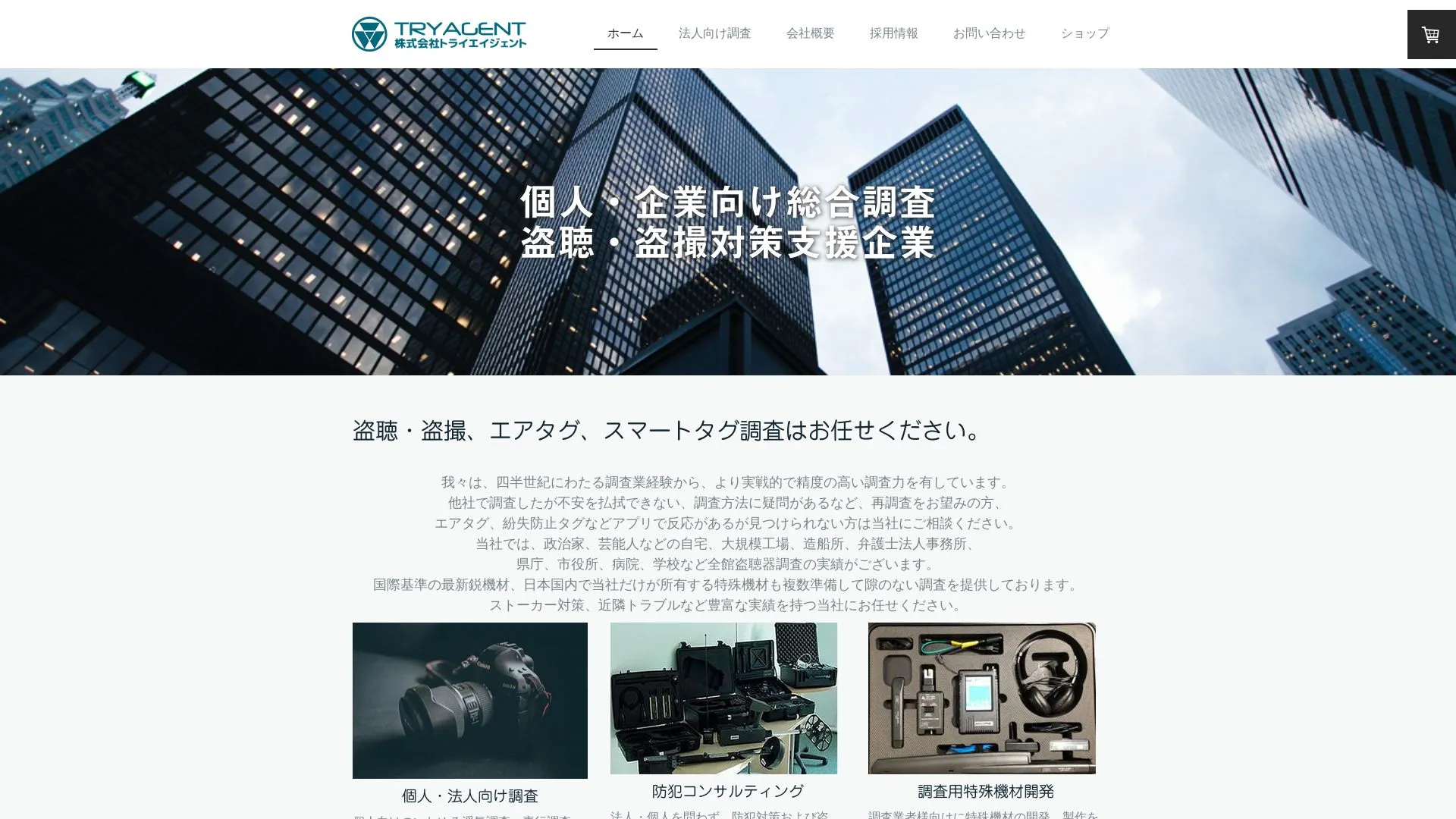 株式会社トライエイジェントのメイン画像（2026年9月3日時点の公式サイトの画面）